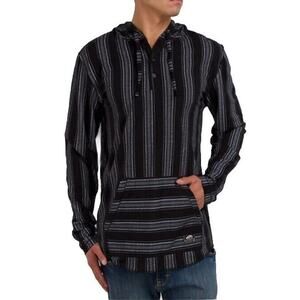 VANS Occulta Poncho Serape Print Knit Hooded Long Sleeve Shirt Black Gray Sz XL